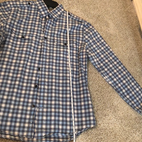 Men’s Express Blue plaid button down shirt - Picture 3 of 4